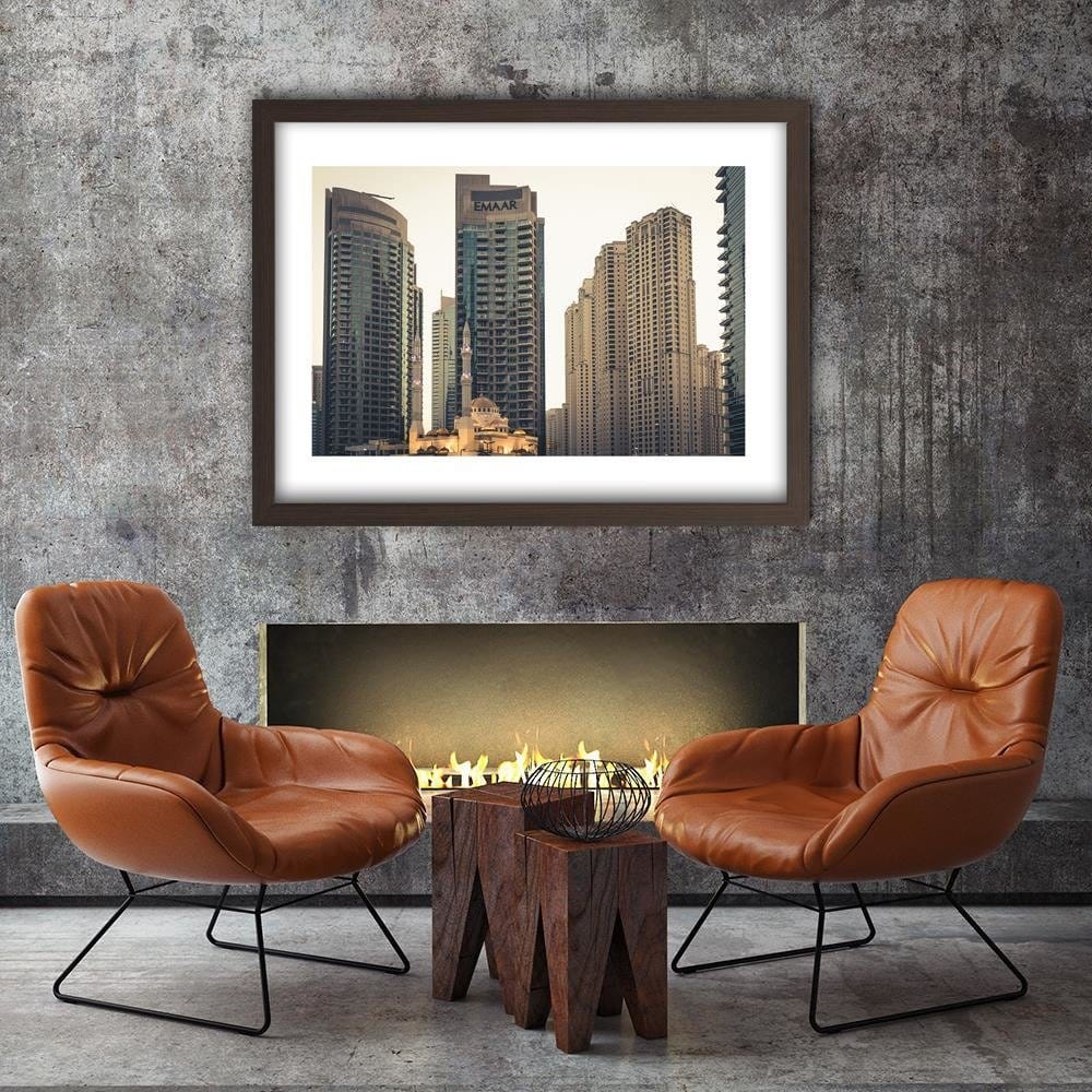 Glezna brūnā rāmī - Skyscrapers In Dubai Home Trends DECO