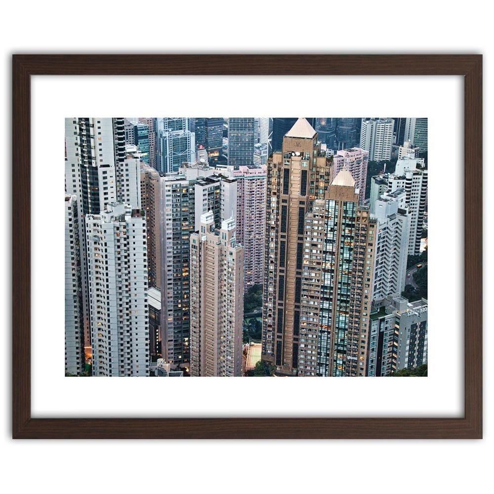 Glezna brūnā rāmī - Skyscrapers In Hong Kong Home Trends DECO