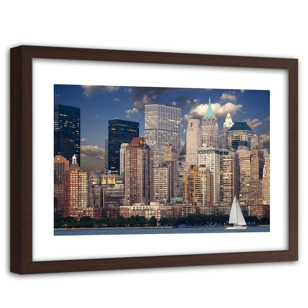 Glezna brūnā rāmī - Skyscrapers Of New York Home Trends DECO
