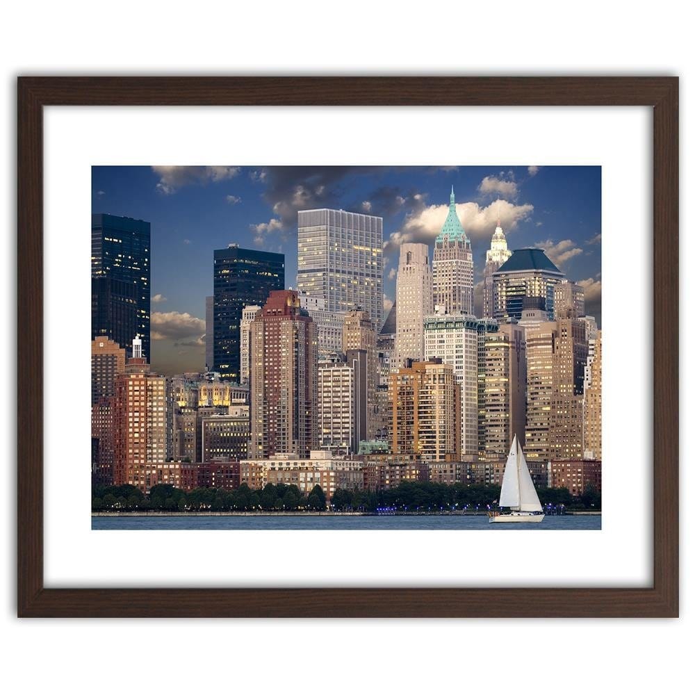 Glezna brūnā rāmī - Skyscrapers Of New York Home Trends DECO