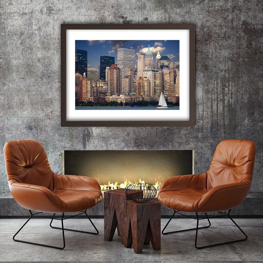Glezna brūnā rāmī - Skyscrapers Of New York Home Trends DECO