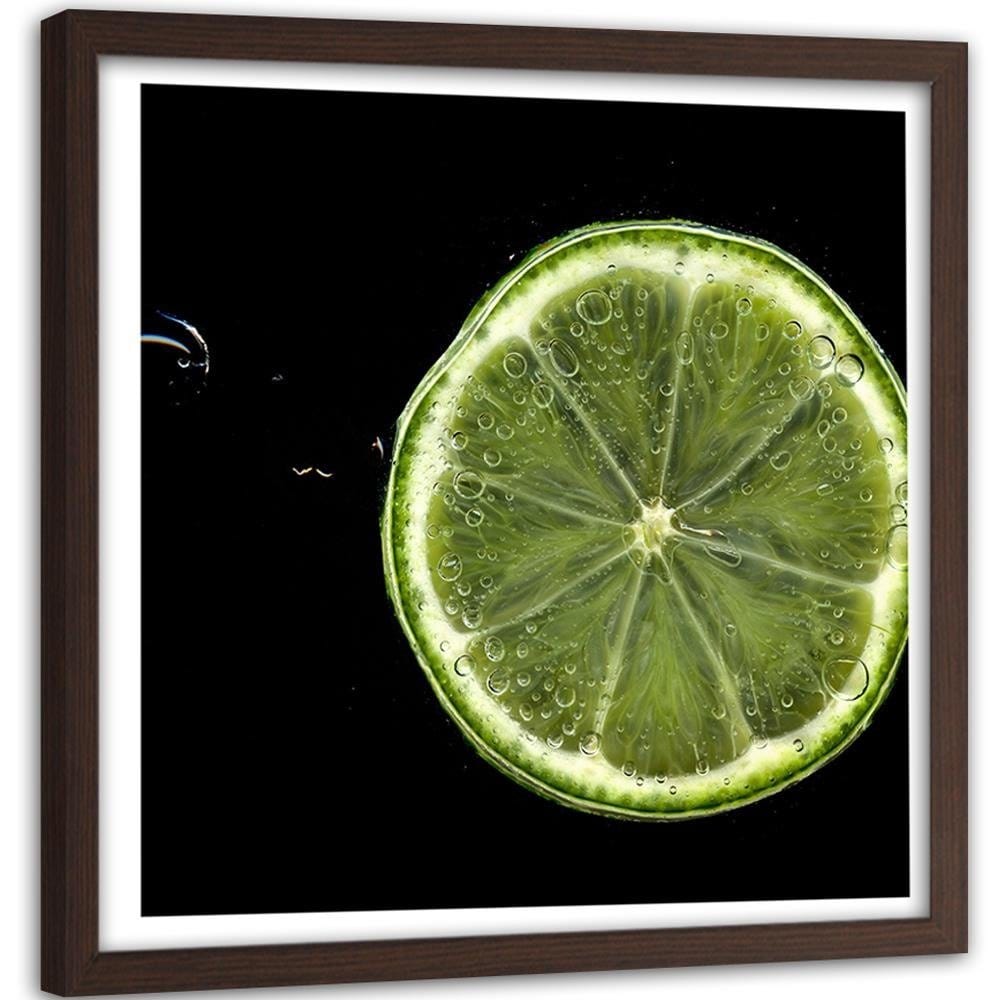 Glezna brūnā rāmī - Slice Green Lemon Home Trends DECO