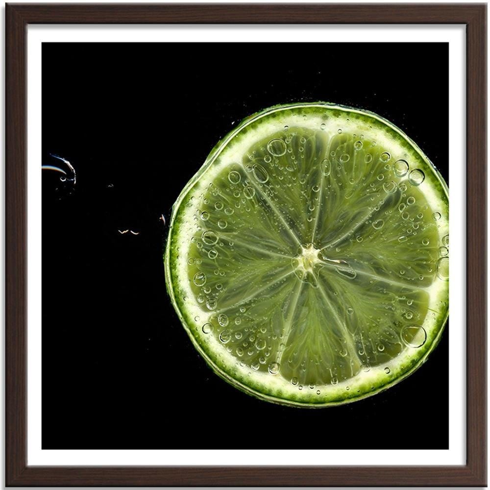 Glezna brūnā rāmī - Slice Green Lemon Home Trends DECO