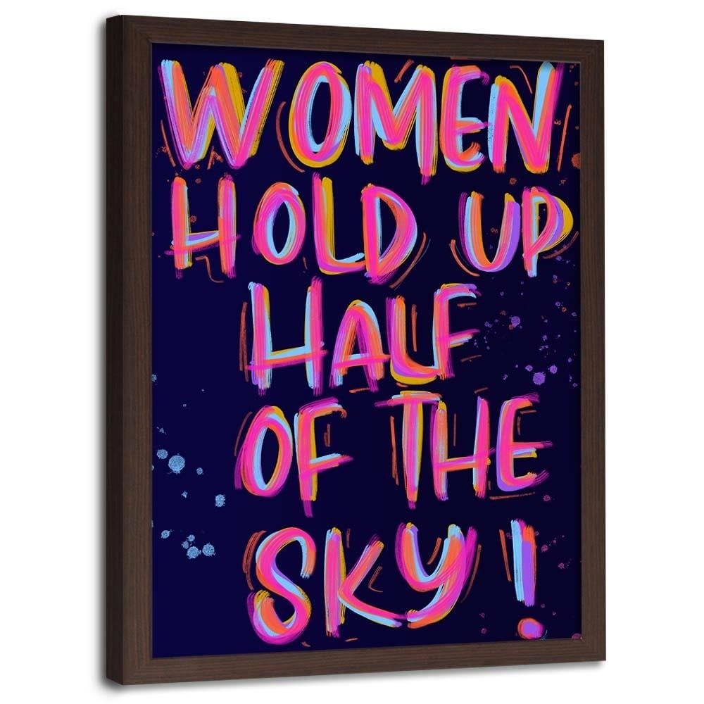 Glezna brūnā rāmī - Slogan About Women Home Trends DECO