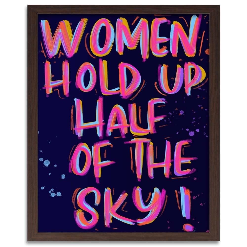 Glezna brūnā rāmī - Slogan About Women Home Trends DECO