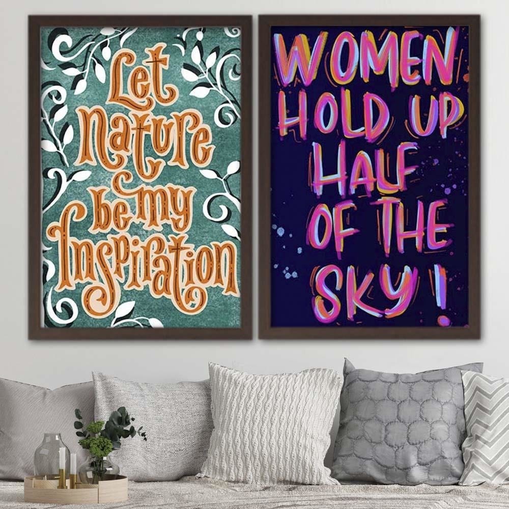 Glezna brūnā rāmī - Slogan About Women Home Trends DECO