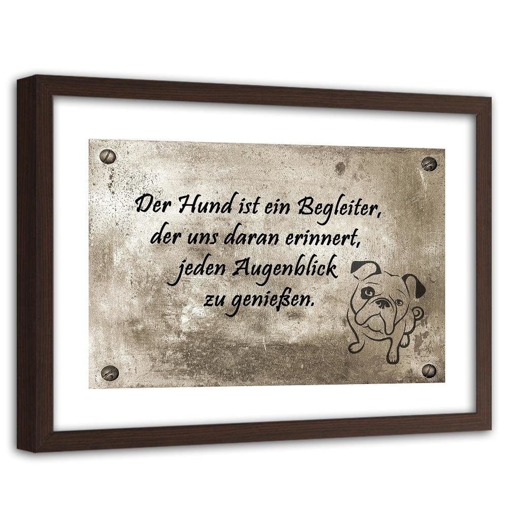 Glezna brūnā rāmī - Small Bulldog Home Trends DECO