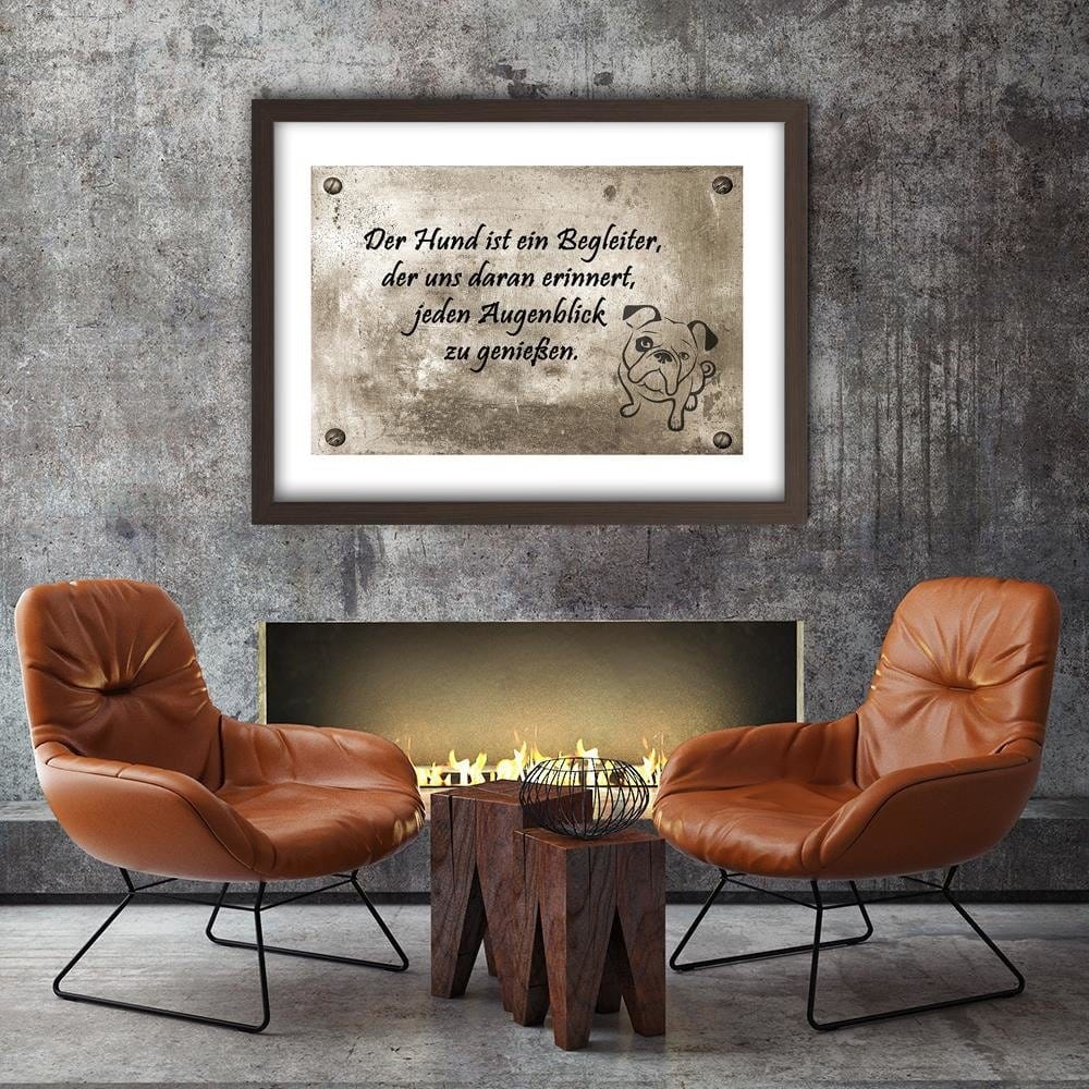 Glezna brūnā rāmī - Small Bulldog Home Trends DECO