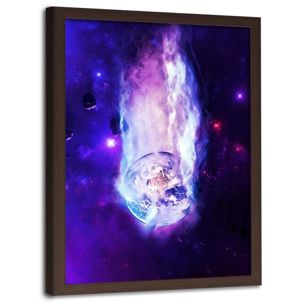 Glezna brūnā rāmī - Space Wall Art Purple Home Trends DECO