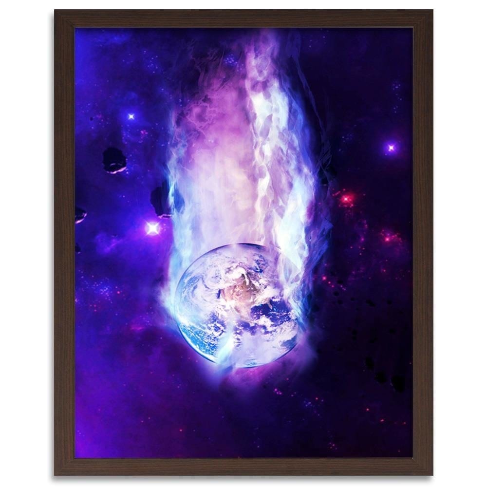 Glezna brūnā rāmī - Space Wall Art Purple Home Trends DECO