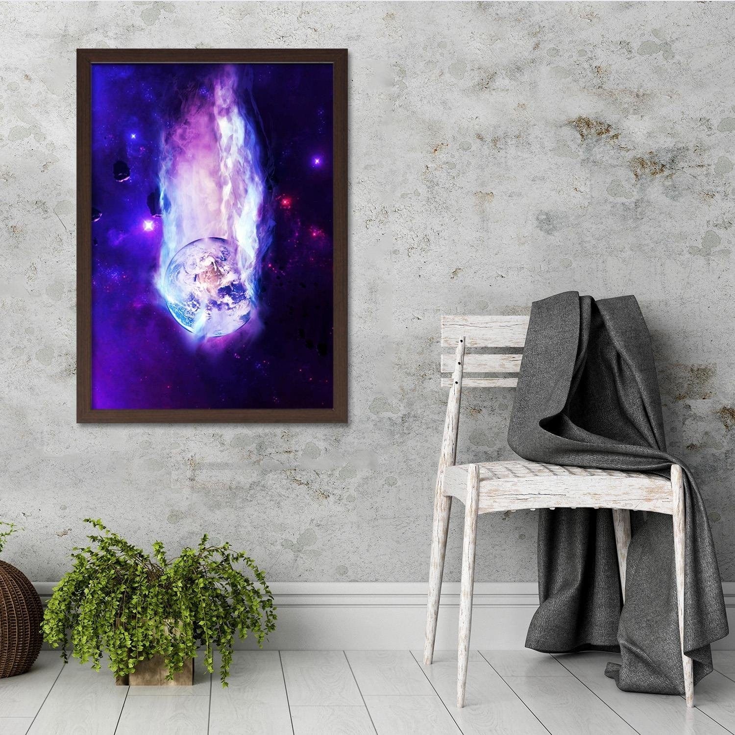 Glezna brūnā rāmī - Space Wall Art Purple Home Trends DECO