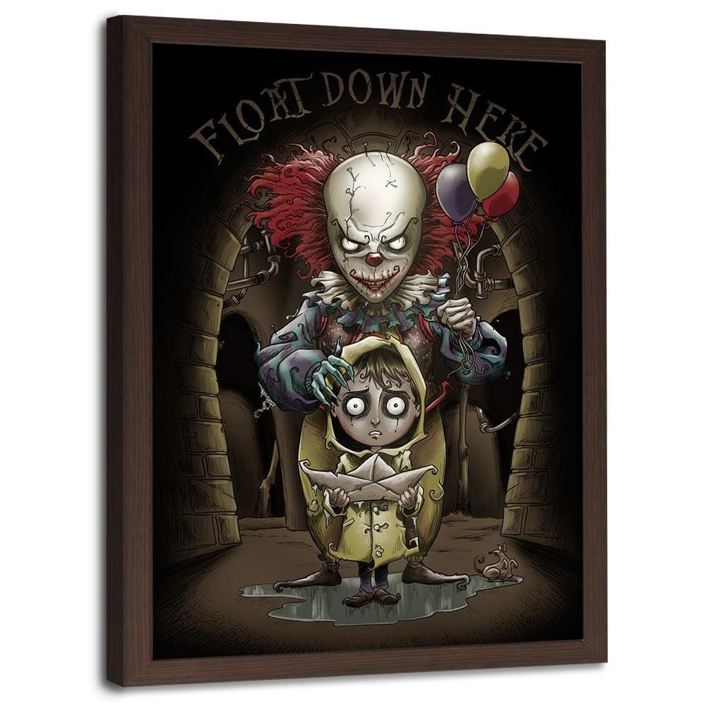 Glezna brūnā rāmī - Spooky Clown Home Trends DECO