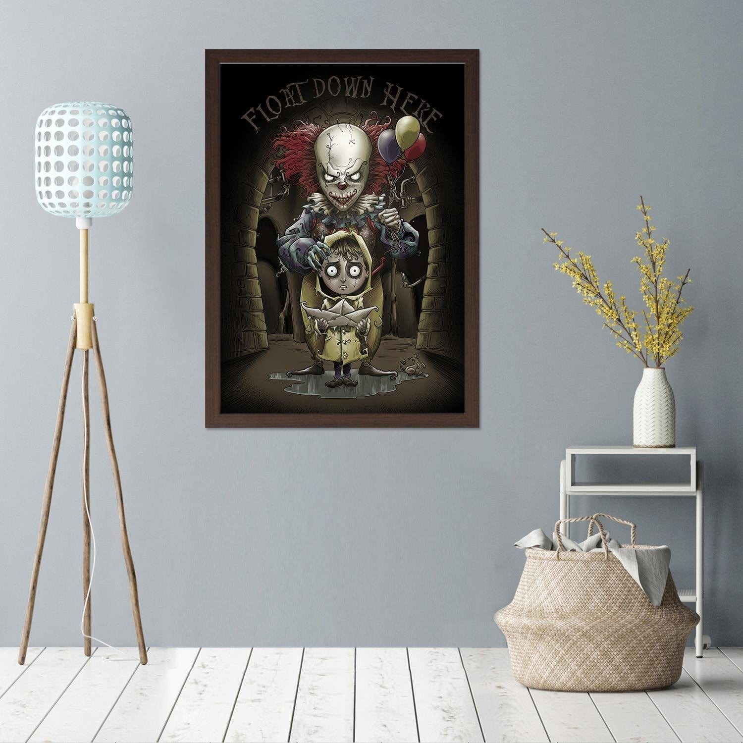 Glezna brūnā rāmī - Spooky Clown Home Trends DECO