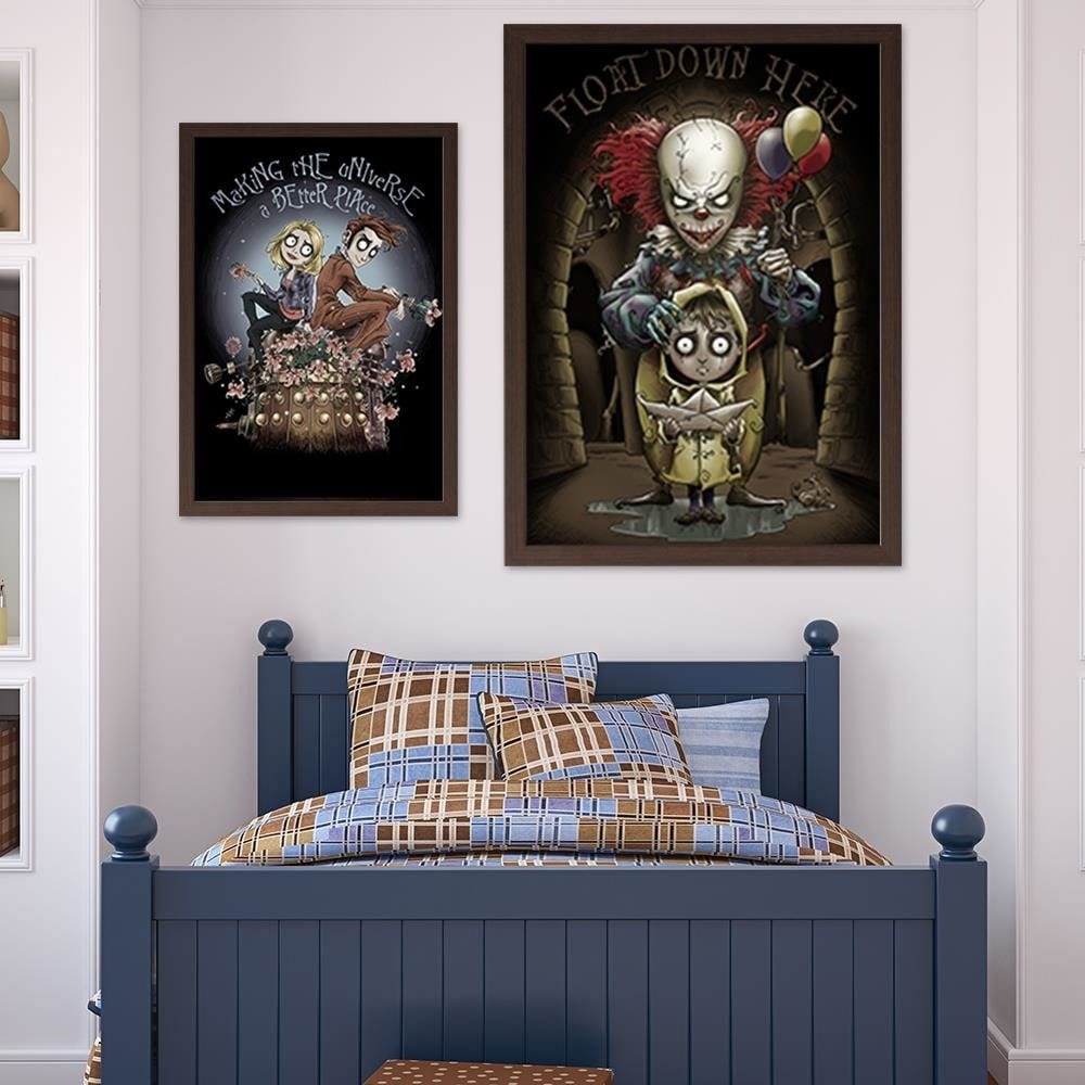 Glezna brūnā rāmī - Spooky Clown Home Trends DECO