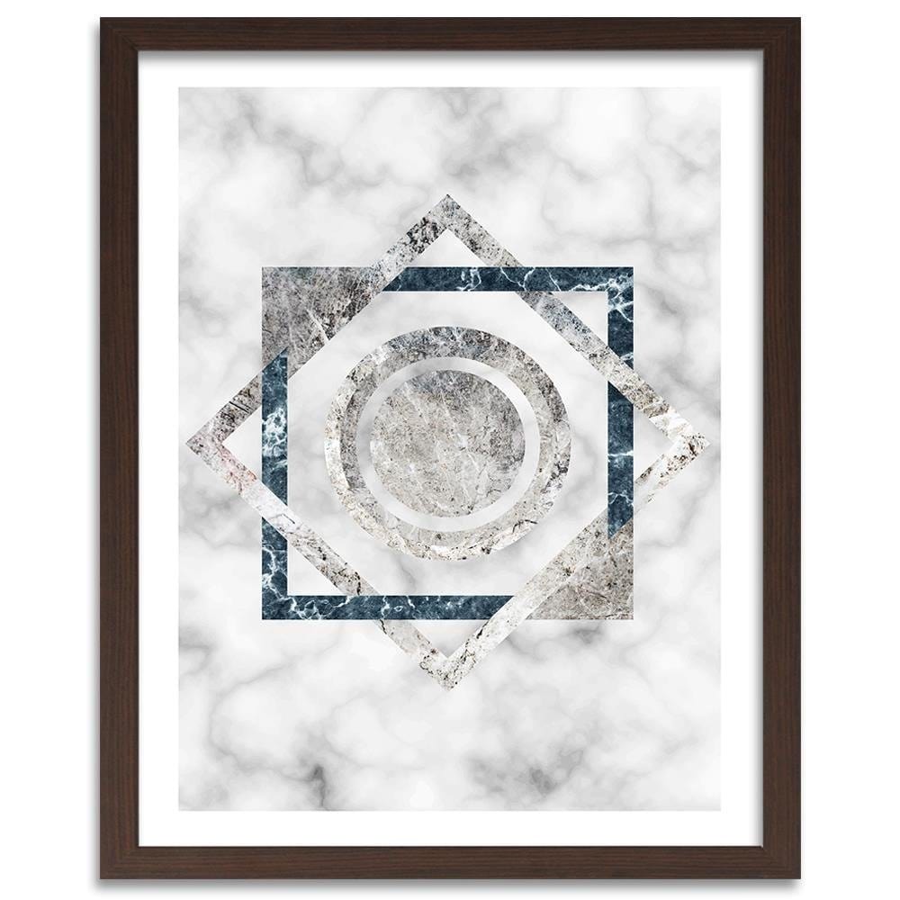 Glezna brūnā rāmī - Squares And Circles - Marble Home Trends DECO