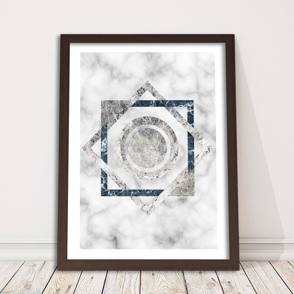 Glezna brūnā rāmī - Squares And Circles - Marble Home Trends DECO