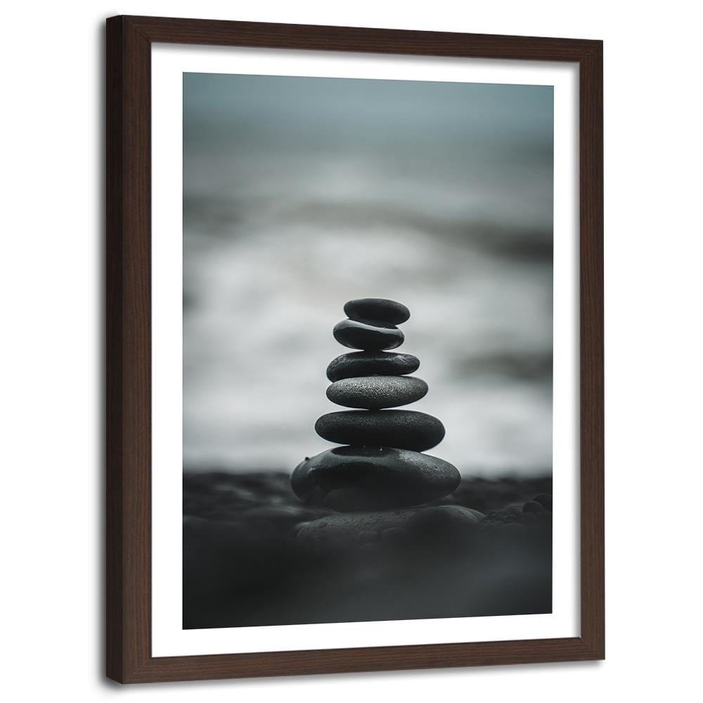 Glezna brūnā rāmī - Stacked Stones Home Trends DECO