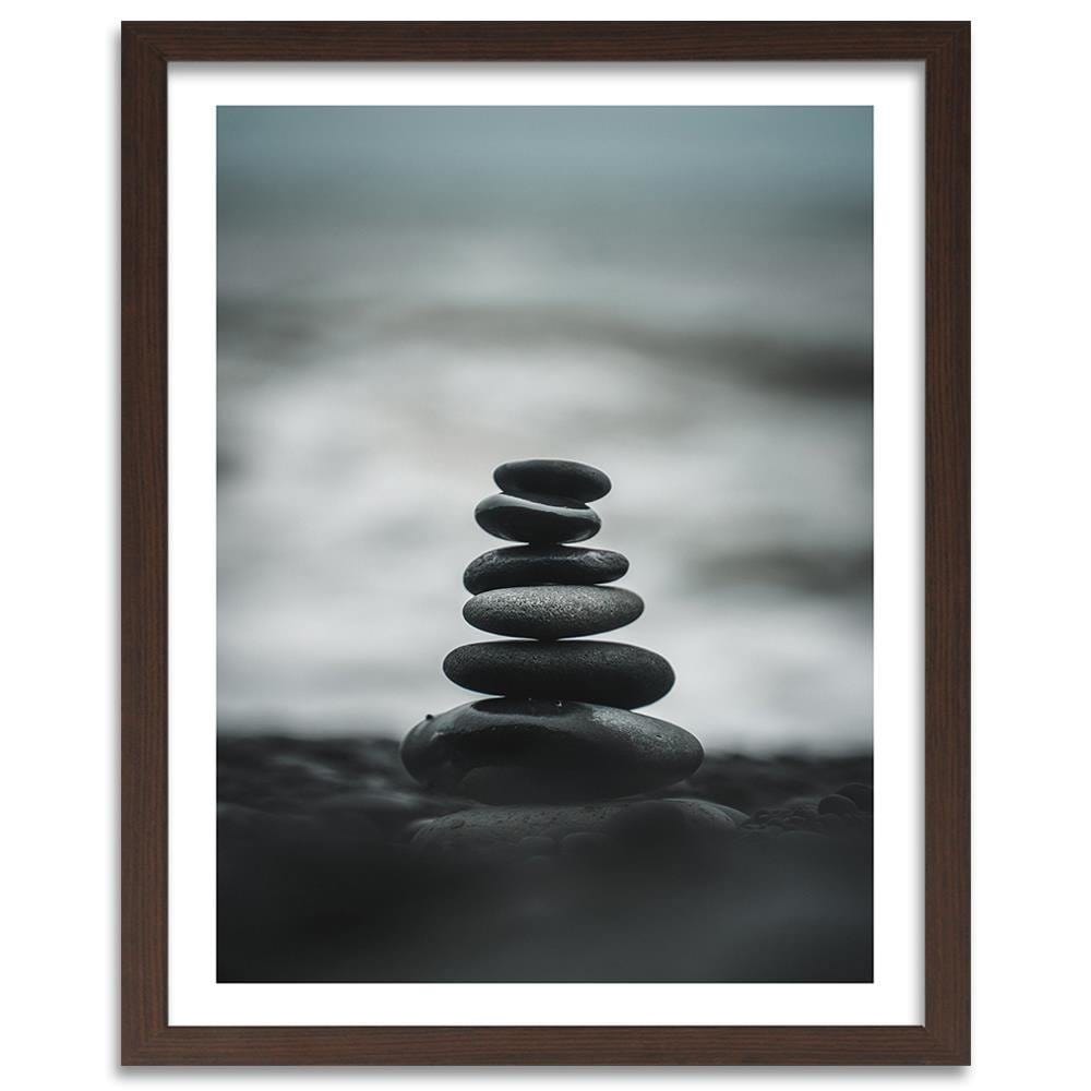 Glezna brūnā rāmī - Stacked Stones Home Trends DECO