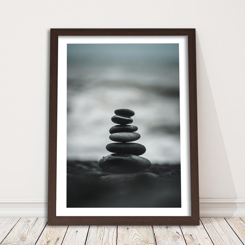 Glezna brūnā rāmī - Stacked Stones Home Trends DECO