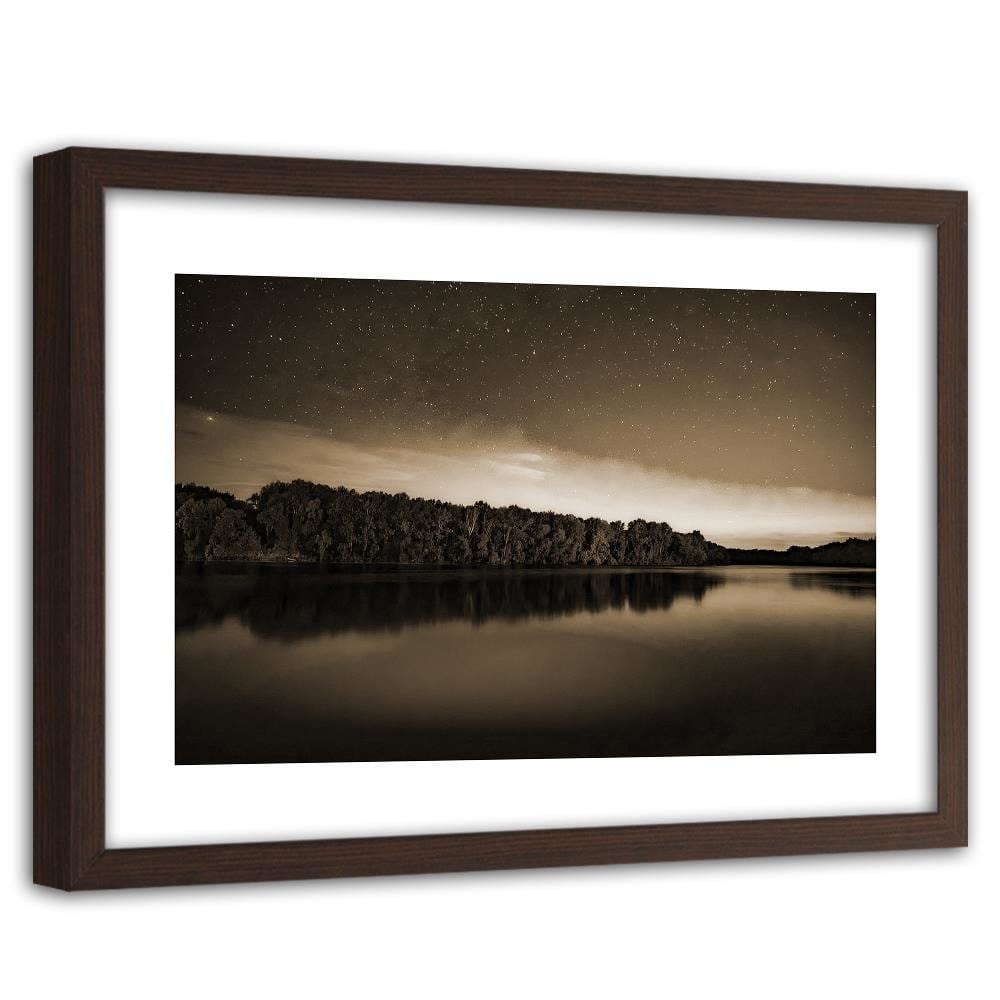 Glezna brūnā rāmī - Stars Over The Lake 1 Home Trends DECO