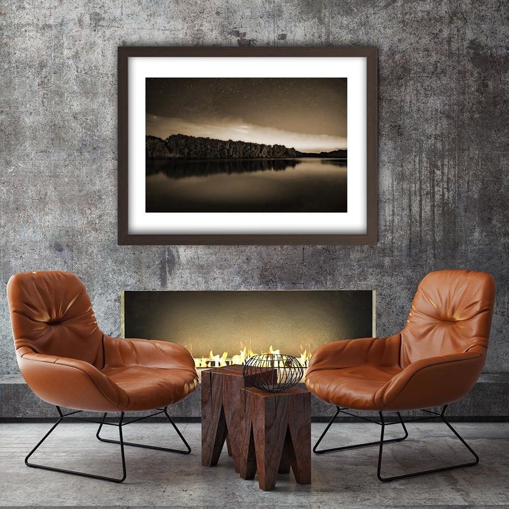 Glezna brūnā rāmī - Stars Over The Lake 1 Home Trends DECO