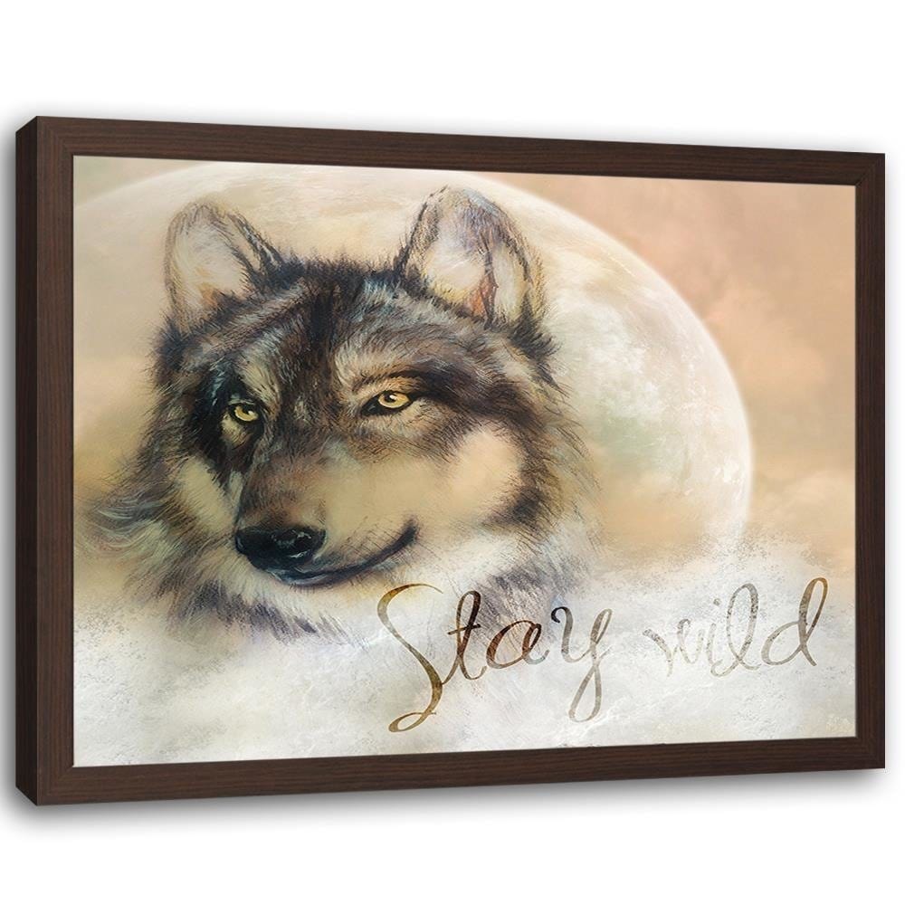 Glezna brūnā rāmī - Stay Wild Wolf Home Trends DECO