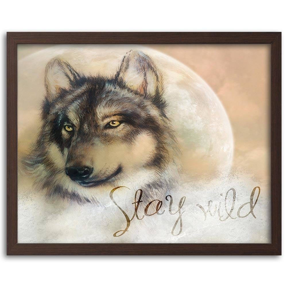 Glezna brūnā rāmī - Stay Wild Wolf Home Trends DECO