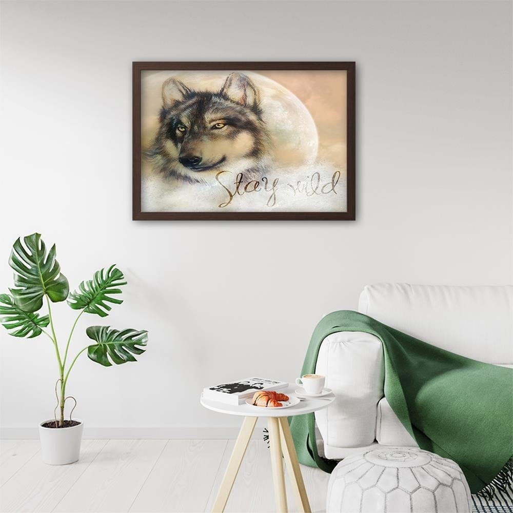 Glezna brūnā rāmī - Stay Wild Wolf Home Trends DECO