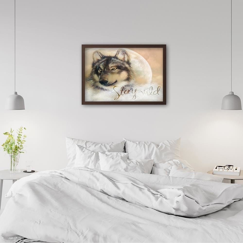 Glezna brūnā rāmī - Stay Wild Wolf Home Trends DECO