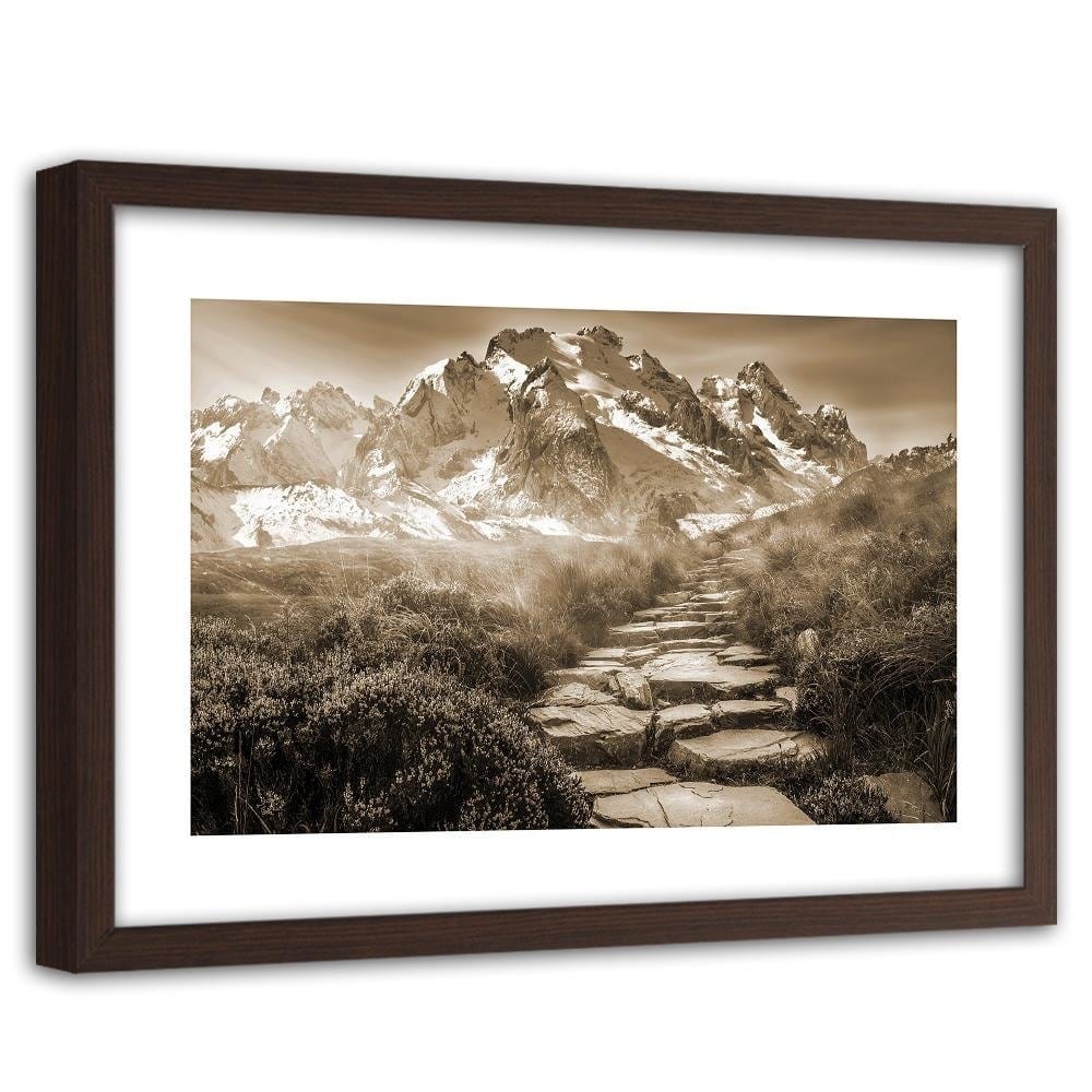 Glezna brūnā rāmī - Stone Road To The Top 1 Home Trends DECO