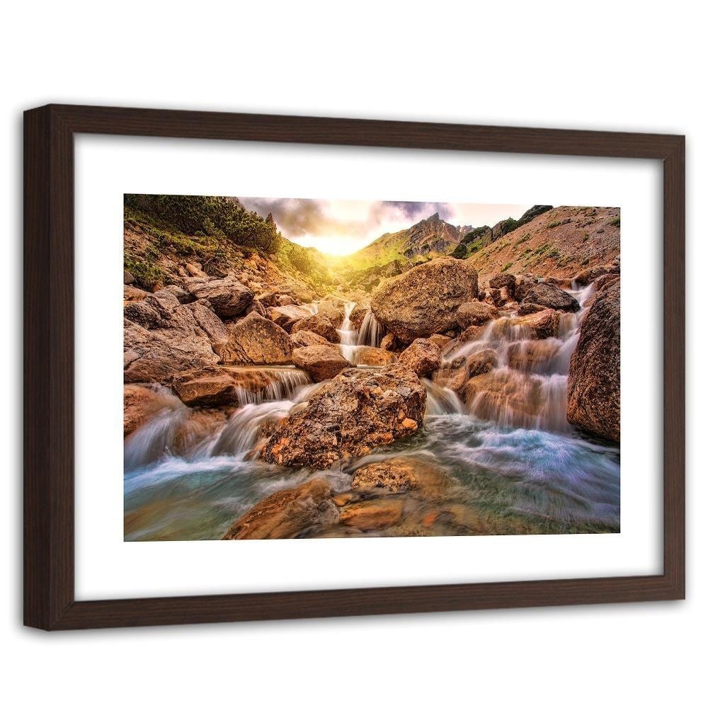 Glezna brūnā rāmī - Stone Waterfall Home Trends DECO