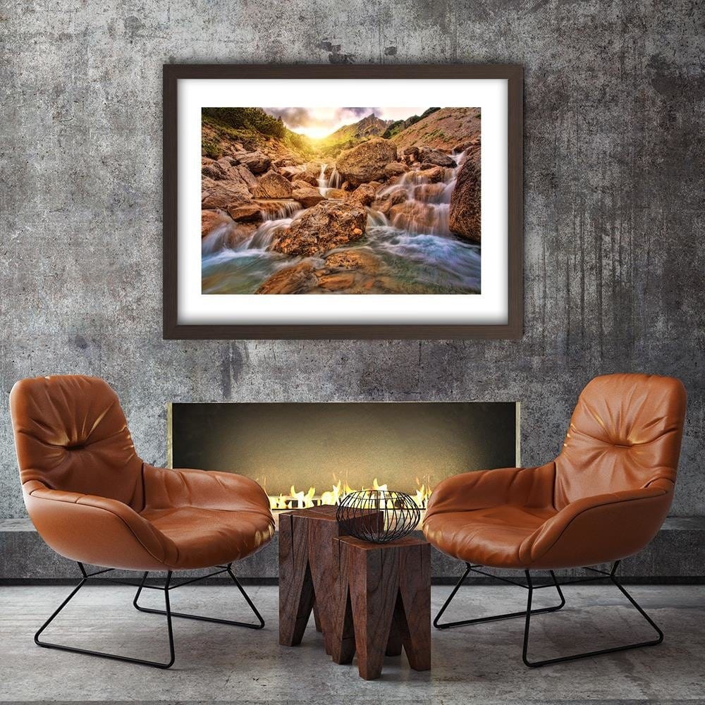 Glezna brūnā rāmī - Stone Waterfall Home Trends DECO