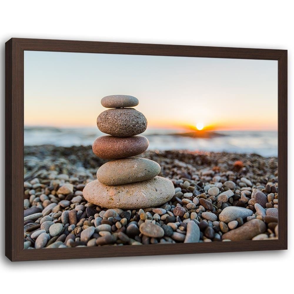 Glezna brūnā rāmī - Stones By The Sea Home Trends DECO