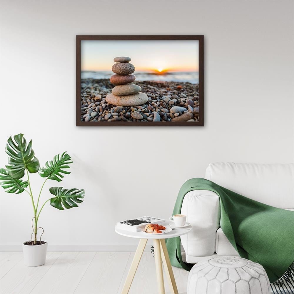 Glezna brūnā rāmī - Stones By The Sea Home Trends DECO