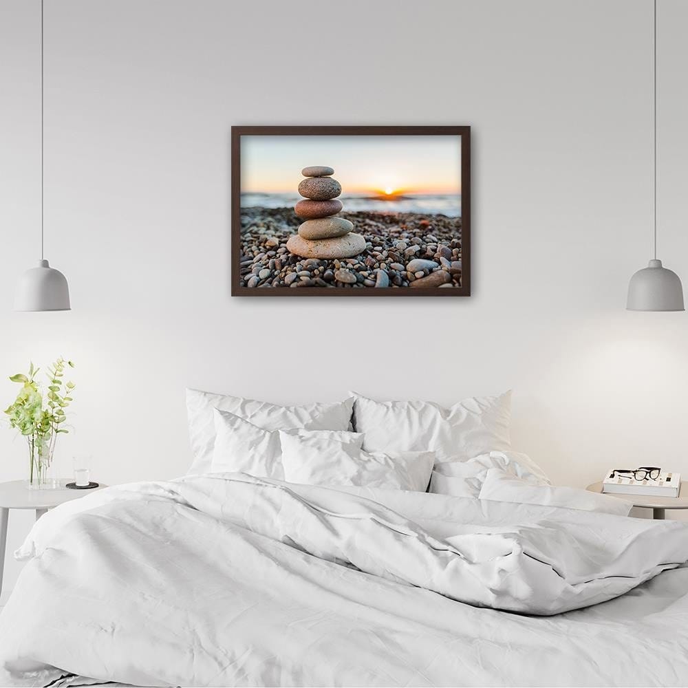Glezna brūnā rāmī - Stones By The Sea Home Trends DECO