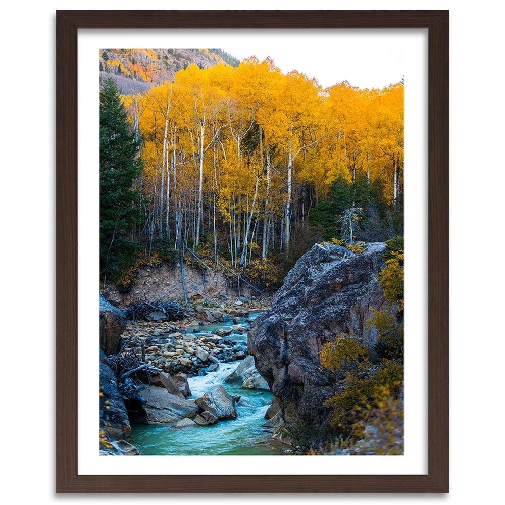 Glezna brūnā rāmī - Stream In The Forest Home Trends DECO