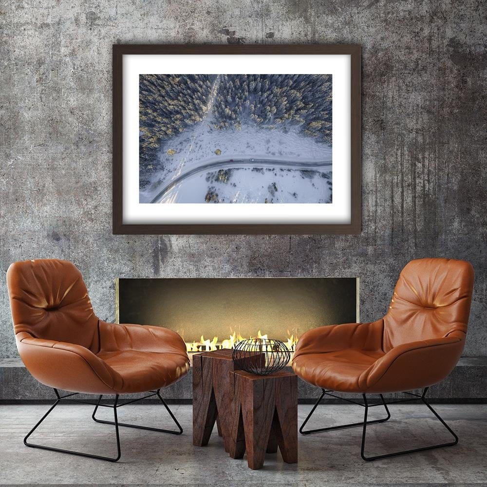 Glezna brūnā rāmī - Street In The Middle Of The Forest Home Trends DECO