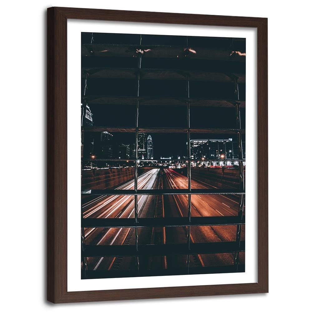 Glezna brūnā rāmī - Street Night Home Trends DECO