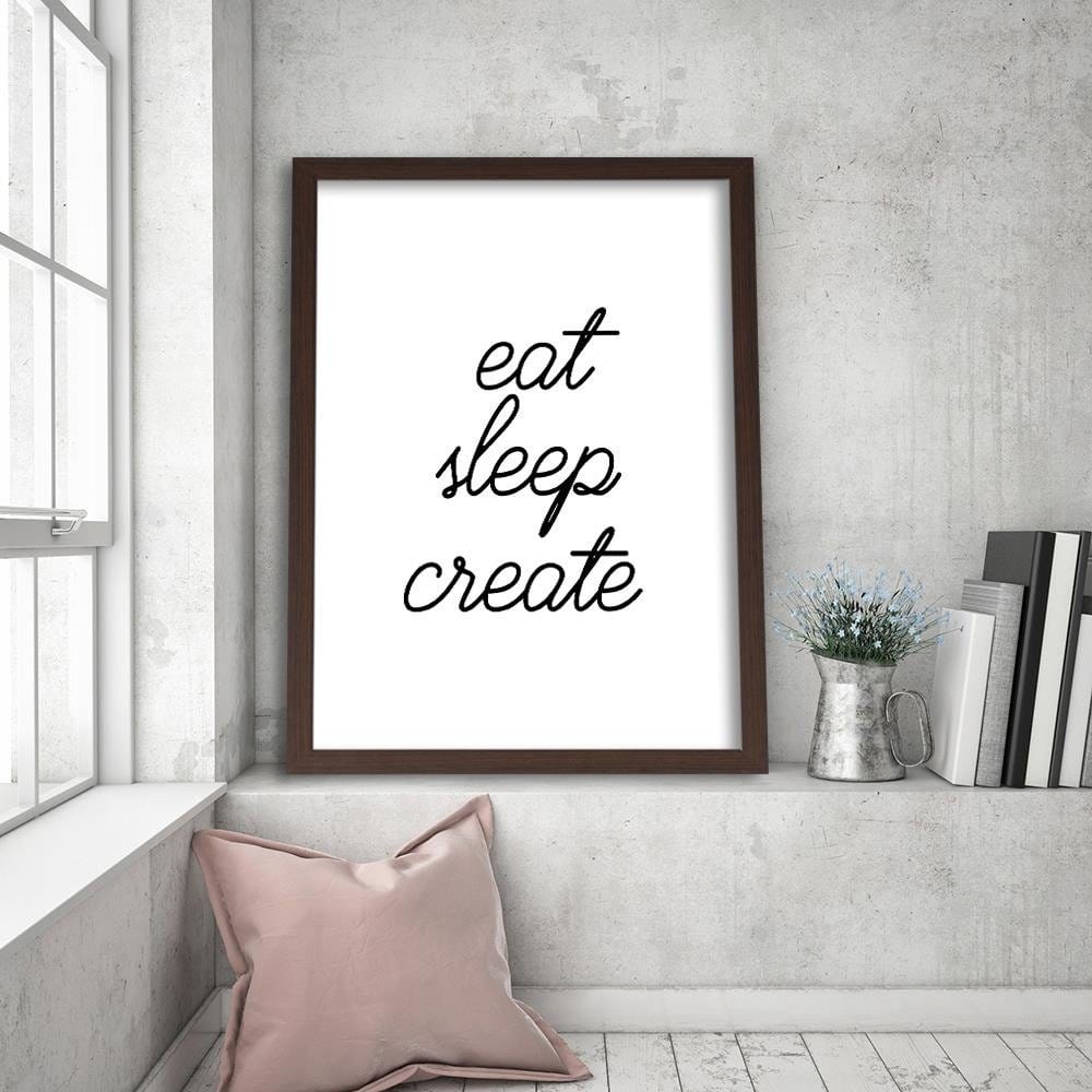 Glezna brūnā rāmī - String Eat Sleep Home Trends DECO