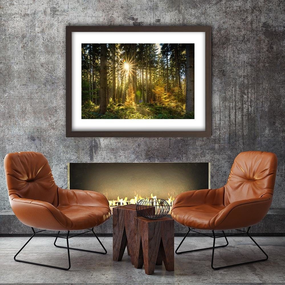 Glezna brūnā rāmī - Sun In The Forest Home Trends DECO