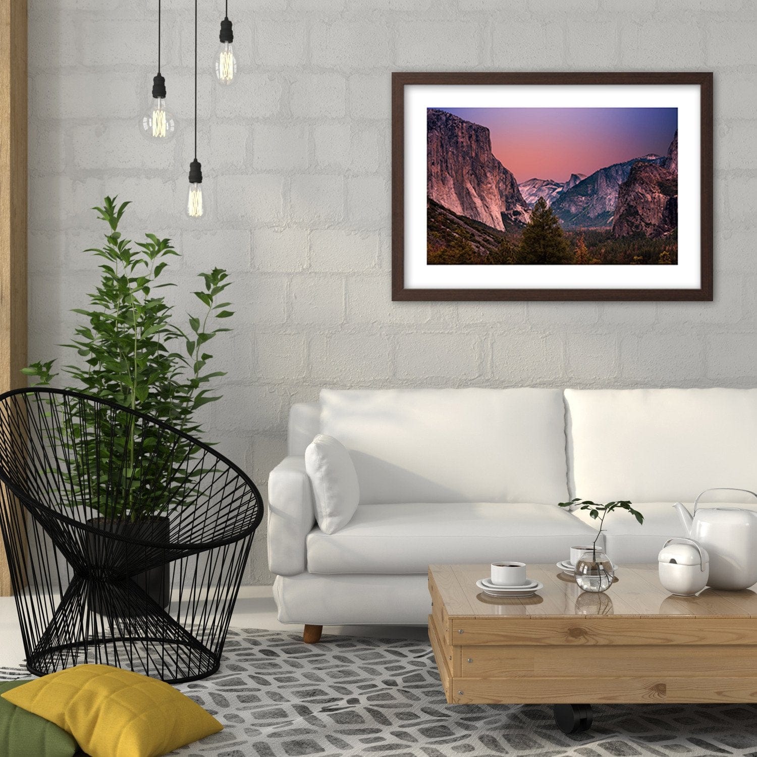 Glezna brūnā rāmī - Sunrise In The Mountains Home Trends DECO