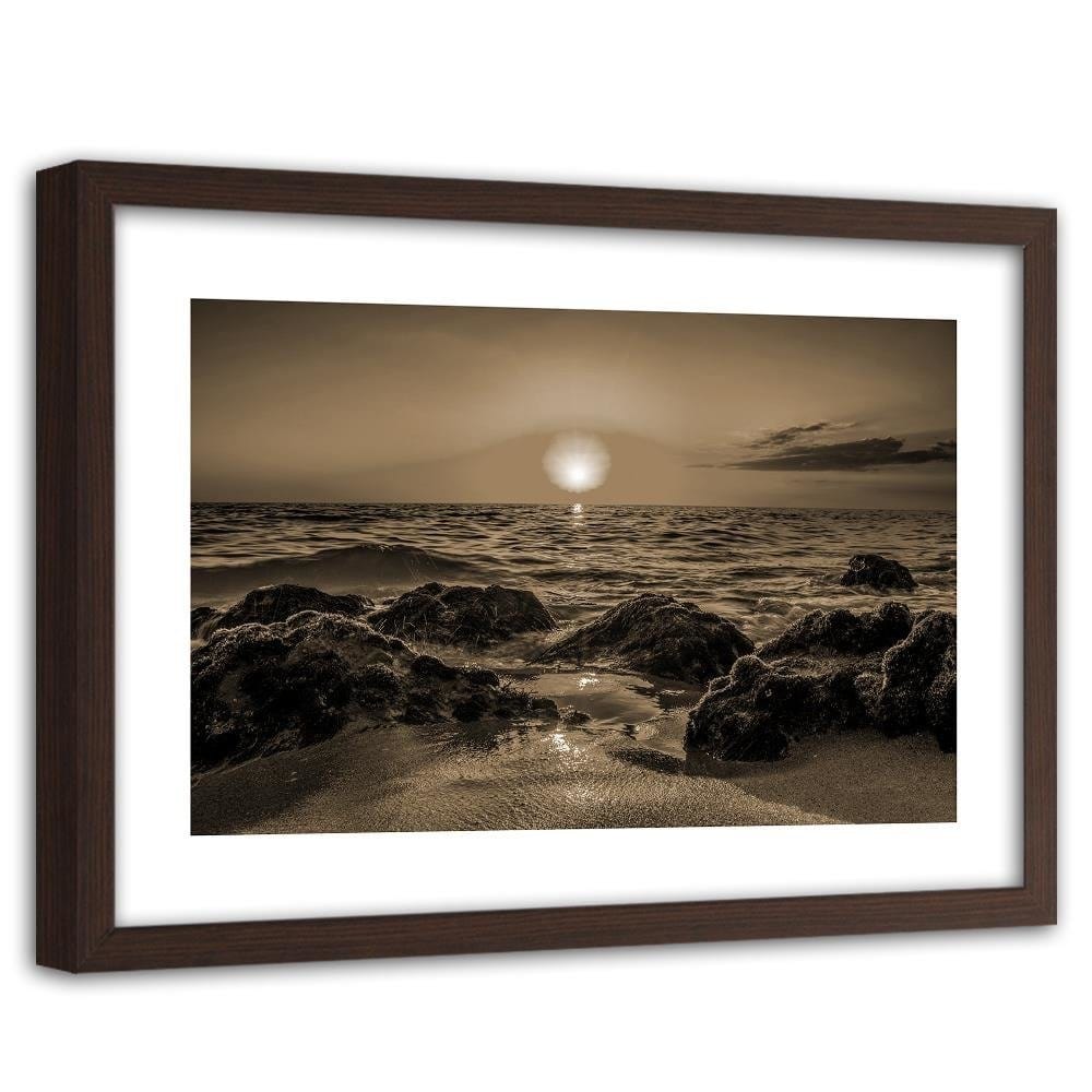 Glezna brūnā rāmī - Sunset At The Seaside 1 Home Trends DECO