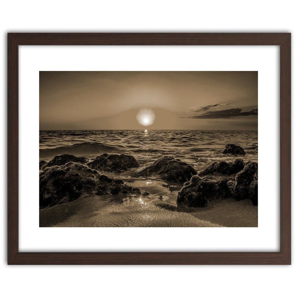 Glezna brūnā rāmī - Sunset At The Seaside 1 Home Trends DECO