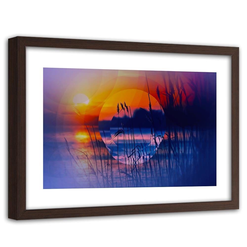 Glezna brūnā rāmī - Sunset Geometry 1 Home Trends DECO