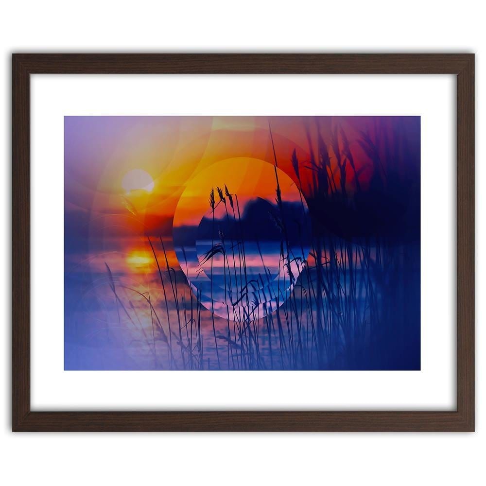 Glezna brūnā rāmī - Sunset Geometry 1 Home Trends DECO