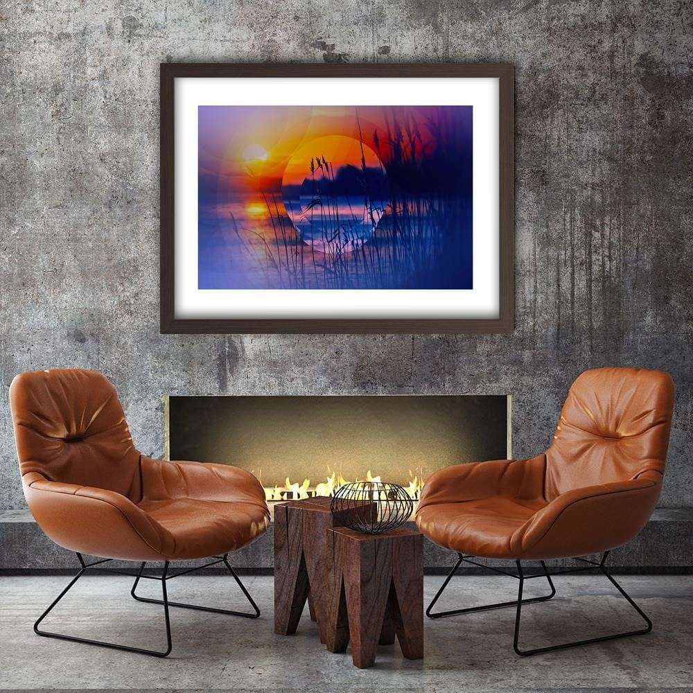 Glezna brūnā rāmī - Sunset Geometry 1 Home Trends DECO