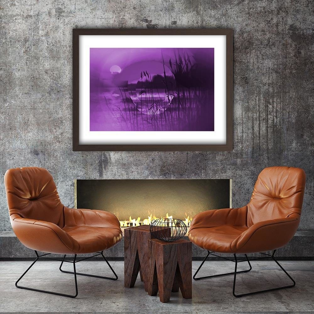 Glezna brūnā rāmī - Sunset Geometry 3 Home Trends DECO