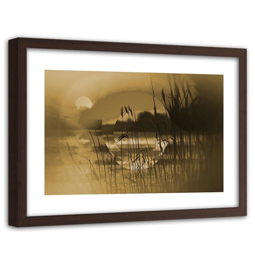 Glezna brūnā rāmī - Sunset Geometry Sepia Home Trends DECO