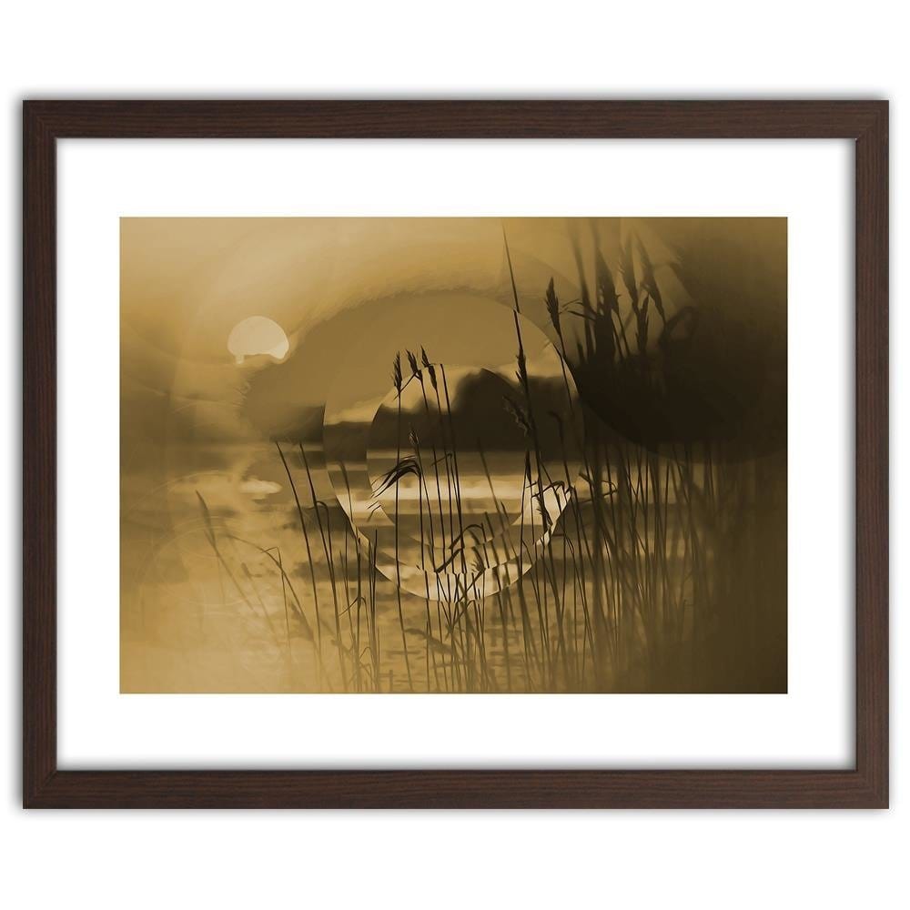 Glezna brūnā rāmī - Sunset Geometry Sepia Home Trends DECO