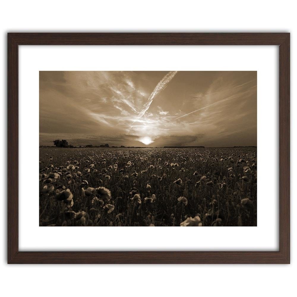 Glezna brūnā rāmī - Sunset Over A Field Poppy 1 Home Trends DECO